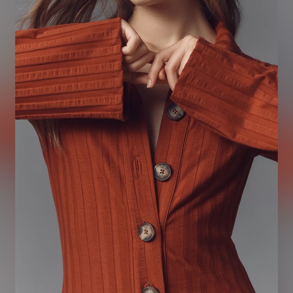 REFORMATION Benton Ribbed Button-Front Sweater Mini Dress - Picture 4 of 11